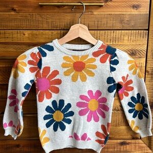ANDY & EVAN Girls Retro Flower Sweater, Beige
